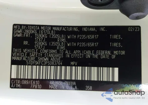 2023 Toyota Sienna Xle from USA, damaged, VIN 5TDYSKFC3PS083764